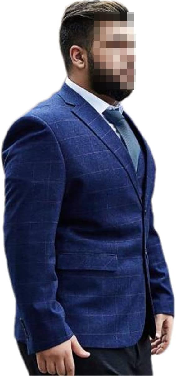 Men's Plaid Blazer Big Suit Super Large Uniform Grid Dress Jacket Plus Size