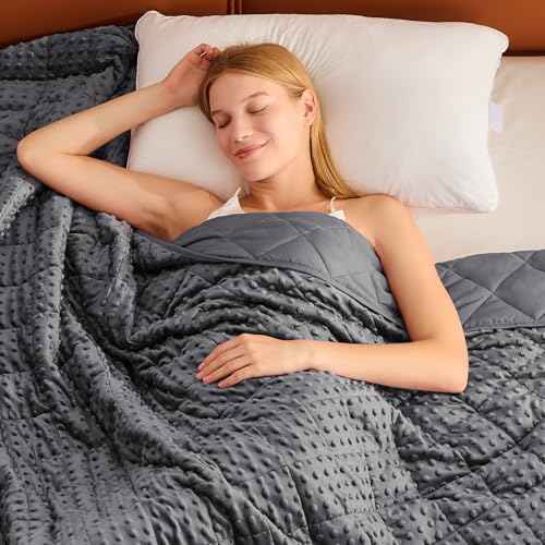 Grey Weighted Blanket for Adults 12lbs, 48"x72", Twin Full Size Cooling Minky Heavy Throw Blanket for 110-130lbs, Soft Winter Thick Big Blankets Weighted Comforter Gift for Sleeping