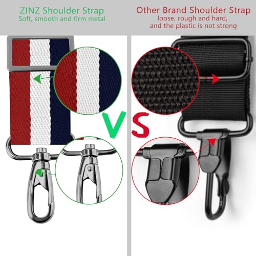 Image of ZINZ 79 inch Shoulder Strap, Extra-thick Fixed Cushion Pad and Dual Clasps Universal Replacement Strap with Metal Swivel Hooks for Laptop Bags, Luggage Bags, Camera, Crossbody(Stripes-BuWRd)