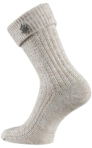 TippTexx 24 2 Paar Trachtensocken mit abnehmbaren Edelweiß Pin und ANTI-LOCH-Garantie(as3, numeric, numeric_43, numeric_46, regular, regular)