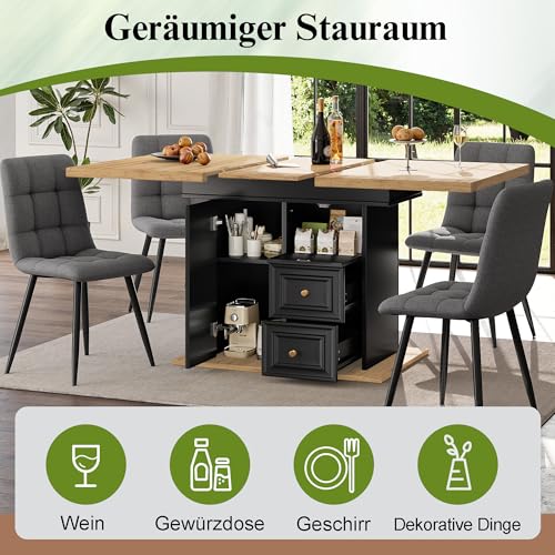 Table à manger extensible pour petit espace avec 2 tiroirs de rangement - 5