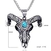PAURO Men's Stainless Steel Silver Black Vintage Gothic Biker Bull Skull Head with Turquoise Pendant Necklace 23.6 Inch Chain #1