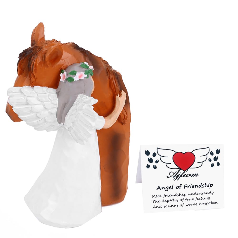 Photo 1 of 2 -Horse Gifts for Women Horse Lovers, Girl Embrace Horse Figurine Sculpted Hand-Painted Statue Decor for Home, Horse Memorial Gifts, Horse Keepsake for Christmas Birthday