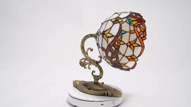 Image of Wall Sconce Stained Glass Bowl Wall Fixtures 1-Light Wall Light in Antique Brass with Mermaid for Bedroom Hallway Stairway Balcony