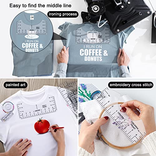 Image of 12pcs Tshirt Ruler Guide for Vinyl Alignment, T Shirt Measurement Accessories Tools for Cricut Heat Press & Cameo & HTV Transfer Vinyl, Stocking Stuffers Gifts for Women,Christmas Gifts for Mom