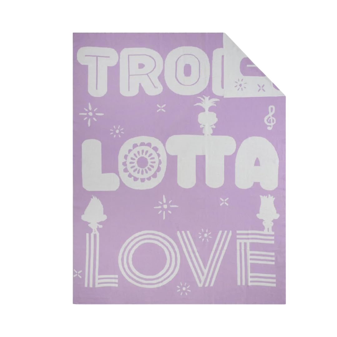 Franco DreamWorks Trolls Super Soft Cozy 100% Cotton Knit Blanket Throw, 46 in x 60 in, (Officially Licensed Product)