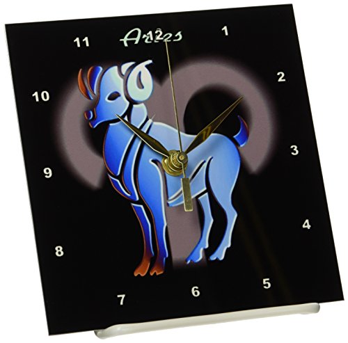 3dRose LLC Aries Zodiac Sign Desk Clock, 6 by 6-Inch