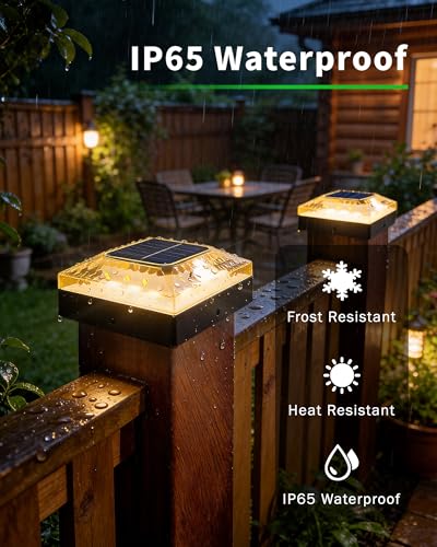 ROMANJOY IP65 4x4 Solar Post Cap Lights Outdoor for Wood/Vinyl Posts, 2Pack - image 5