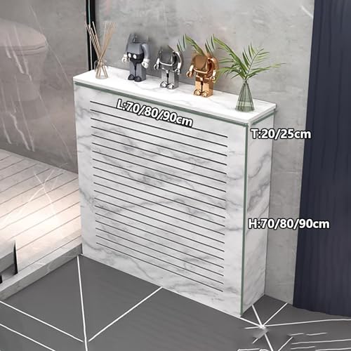Couvercle de radiateur moderne en MDF blanc | Meuble cache-radiateur à lattes - 7