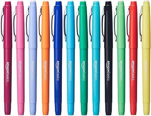Amazon Basics Felt Tip Marker Pens, 12-Pack, Assorted Colors