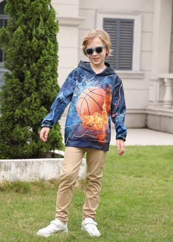 Image of Lovekider Boys Hoodies Sweatshirt Cool 3D Print Pullover with Big Pocket for Kids Fashion Warm Winter 6-16 Years