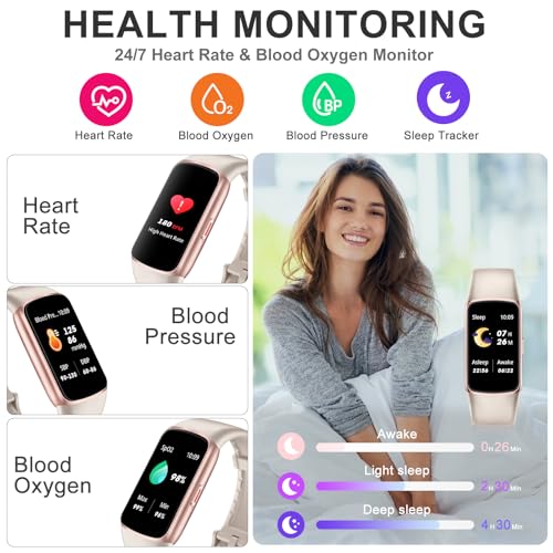Image of Fitness Tracker, Activity Tracker with 24 /7 Heart Rate Blood Oxygen Sleep Monitor, 123 Sports Modes Fitness Watch, 1.47''AMOLED Touch Color Screen Smart Watches, Step Counter Pedometer for Women Men