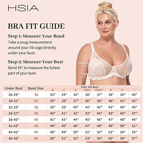 Hsia Women's Minimizer Bra Unlined Underwire Full Figure Lace Bra Plus Size Full Coverage Unpadded Bra Dusty Peach #TOP6