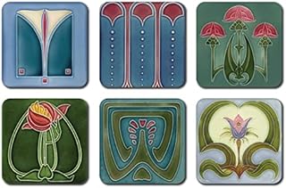 Castle Melamine Art Nouveau Tiles Coasters - Square - Set of 6