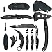 Blade Factory 7pc Tactical Set Full Tang Fixed Blade Knife Spring Assisted Multi Tool Pocket Knife Karambit Claw Knife Tomahawk Throwing Axe 3pc Throwing Knives Set | Free Holt Multi-Tool Key Chain