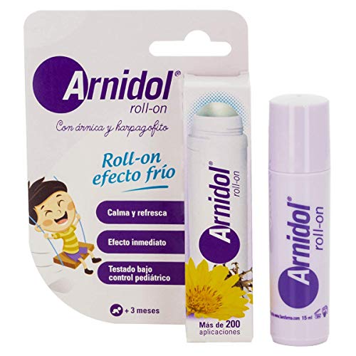 Arnidol - Roll On, Calma, Refresca y Reconforta la Piel, Efecto Frío, con Ingredientes Naturales como el Árnica y Harpagofito, Apto a Partir de los 3 Meses de Edad - 15 ml