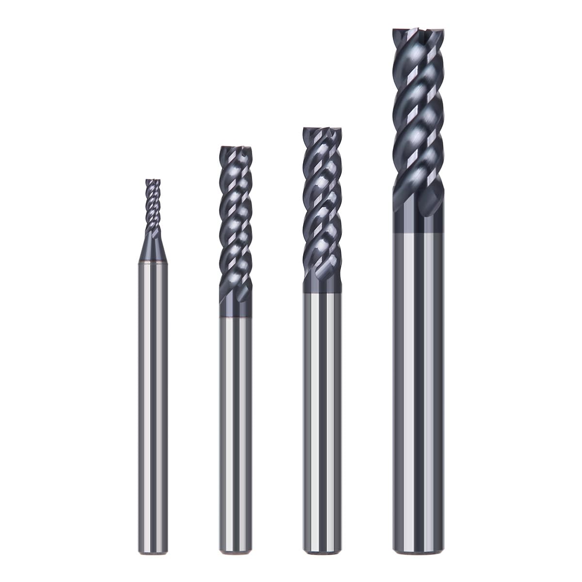 HUHAO Set di frese a estremità quadrata (4 pezzi), fresa diritta variabile a 4 scanalature, con codolo da 1/8"-1/4", per acciaio al carbonio, acciaio pretemprato, acciaio inossidabile, set di frese in