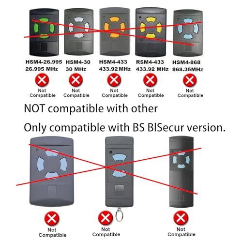 Garagentor Handsender kompatible 868.3 BS MHz Garagentoröffner Kompatibel mit HSE-4-868-BS, HSE2-868-BS, HS4-868-BS, HS1-868-BS, HSS4-868-BS, HSP4-868-BS Fernbedienung (BS2 1 1 Stuck)