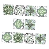 VICASKY 10 Stück Teiliges Rutschfeste Wasserdichte PVC Bodenfliesen Aufkleber Selbstklebend Verschleißfest für Küche Bad Wohnzimmer Glatte Oberflächen Einfach Anzubringen und