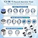 UCDETD Metal 13 in 1 Faucet Aerator Removal Tool, Faucet Aerator Key Wrench, for Hidden Threaded TF, TJ, TT, JR, STD and Cut Side/Round Aerator with Housing M16 M18 M20 M22 M24 M28 (Polished Chrome)﻿