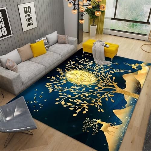 Tapis ado chambre garçon bleu et jaune moderne 200x280cm
