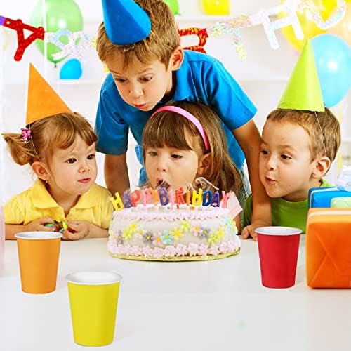 ADXCO 72 Pieces Paper Cups 9 Ounces Party Cups for Cold Drinks Multicolor Drinking Cups for DIY Birthday Holiday Party, 6 Colors