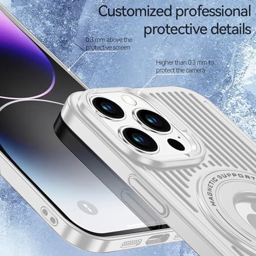 Image of Hybird Slim Armor Back Case Cover for iPhone 15 Pro MagSafe Heat Dissipation Kickstand | Magnetic Shell with Logo- View (White)
