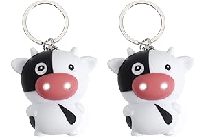 2Pcs Cartoon Cow Keychain Miniature Cow Figurine Animals Keyring Charm