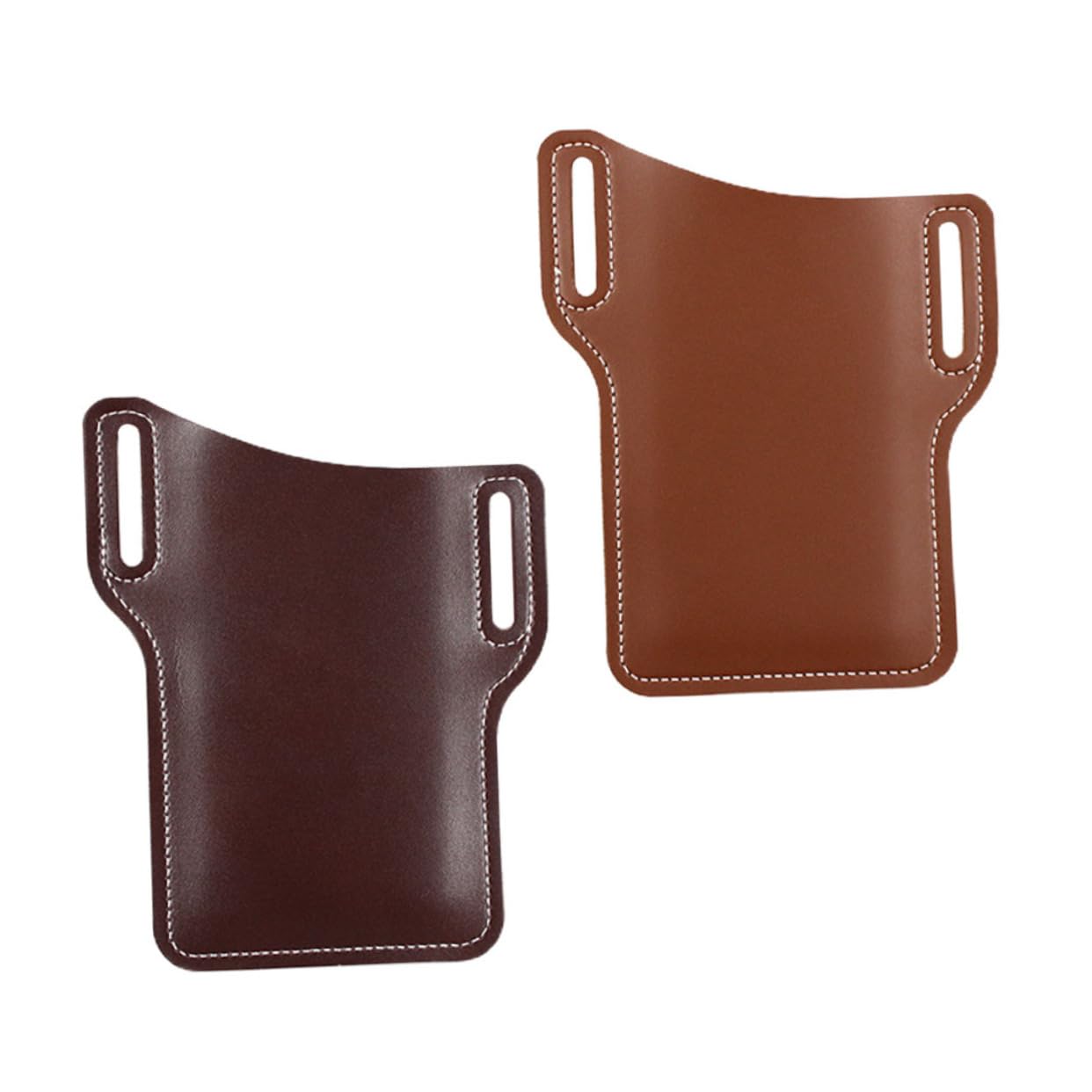 SHINEOFI 2pezzi Marsupio Da Cintura in Pu Per Cellulare Custodia Protettiva Resistente Con Bottone Tasche Multiple Per Uomini Outdoor Sport Corsa e Trekking Rosso Marrone