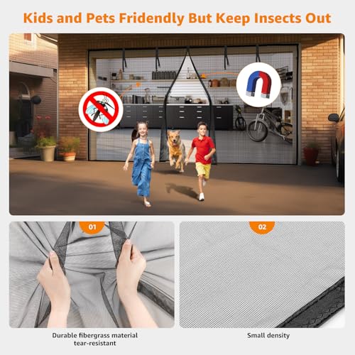 Cierre magnetico resistente LOOBANI mosquitera de garaje 16 x 8 pies robusta 5