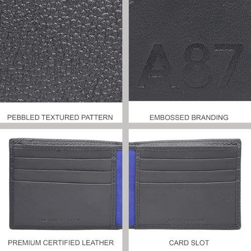 Image of Aeropostale Men's SLIMFOLD Wallet Tucson - Navy | Pebbled Leather | Formal & Minimalist Carry | Ideal for Gifting