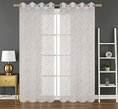Image of Homefab India Multi Foil Transparent Sheer Curtain - 9 X 4 Feet, Long Door Curtains, White, Pack of 1 Piece