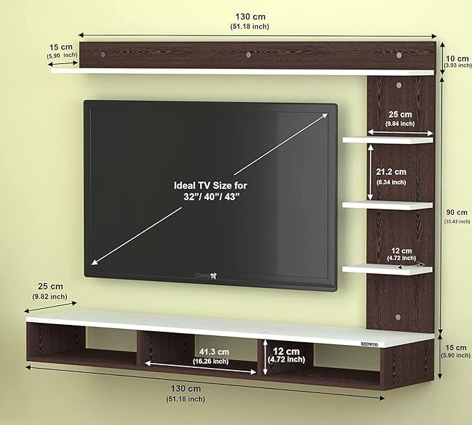Image of Anikaa Tyron Engineered Wood Wall Mount TV Unit /TV Stand /Wall Set Top Box Stand /TV Cabinet /TV Entertainment Unit with LED Light (Wenge /White)(Ideal for Upto 42 inch)(D.I.Y)