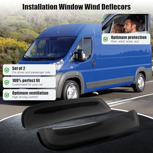 Windabweiser für Fenster Ersatz für FIAT Ducato/Peugeot Boxer/Citroen Relay 2006-2025, Set mit 2 Windabweisern zum Aufkleben, Wind und Regenabweiser für Seitenfenster