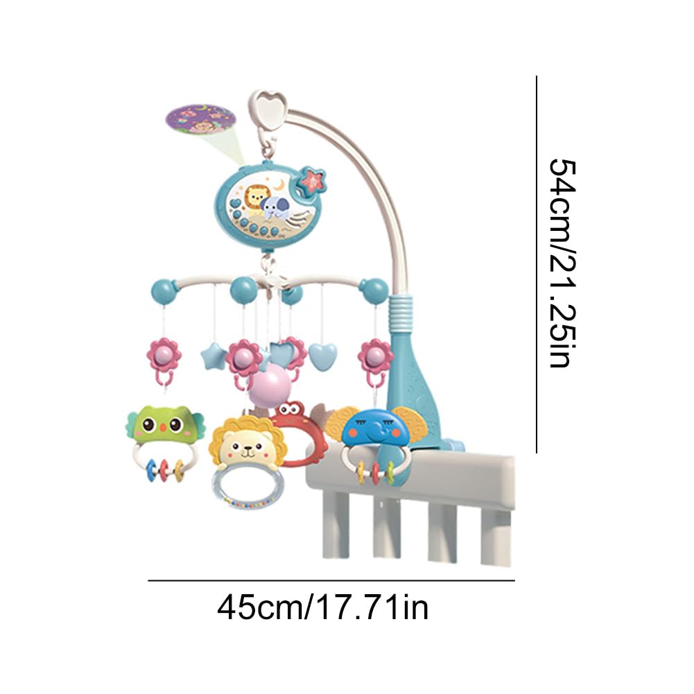 Mobile de Lit Bébé, Mobile Musical Bébé Rotatif avec Hochets Animaux Détachables et Support Mobile, Bébé Mobile de Berceau Musical, Décoration de Chambre d'enfant, Cadeau Nouveaux-nés