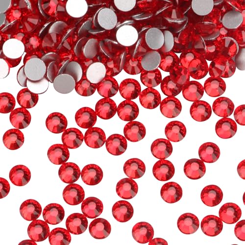 Image of Flatback Rhinestones Gems for Crafts 4.8mm SS20, Siam | Glue Fix, 576pcs Glass Rhinestones for Bedazzling, Clothes, Tumblers, Nail Art, Shoes, Bags, Caps & Accessories Decoration