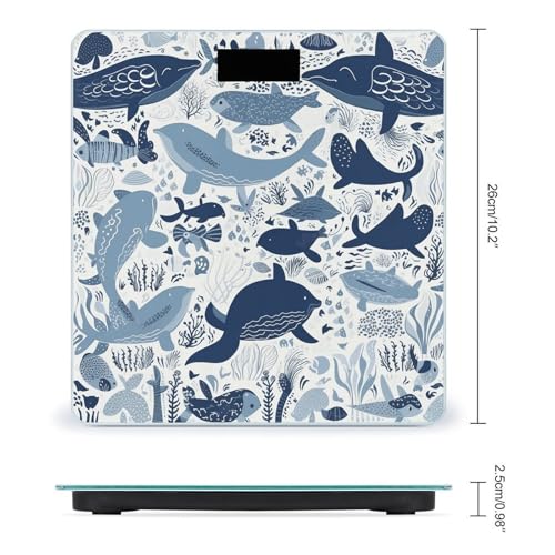 Báscula digital de baño con diseño oceánico y vidrio templado miniatura 2