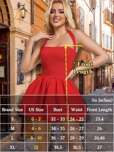 Image of ChiaoLezhee Halter Mini Bubble Dress, Date Night Birthday Homecoming, Coquette Short Corset for Women, Sexy Cute Going Out