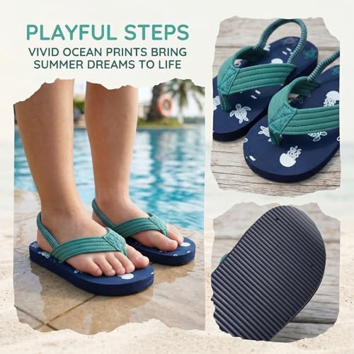 Image of Boys Girls Strap Flip Flops Sandals Cute Cartoon Unicorn Shark Toddler Flip Flop Kids Pool Beach Flat Slide Summer Water Shoes