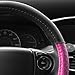 BDK CarXS Diamond Quilt Steering Wheel Cover, Pink – Breathable Anti-Slip Protector with Bling Bling Sequin for Women, Fits Most Standard Wheel Sizes 14.5-15 inch