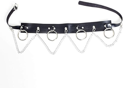 Miniatura 2 de Cinturón de cadena de cuerpo holográfico de cuero gótico punk ajustable cintura cinturón
