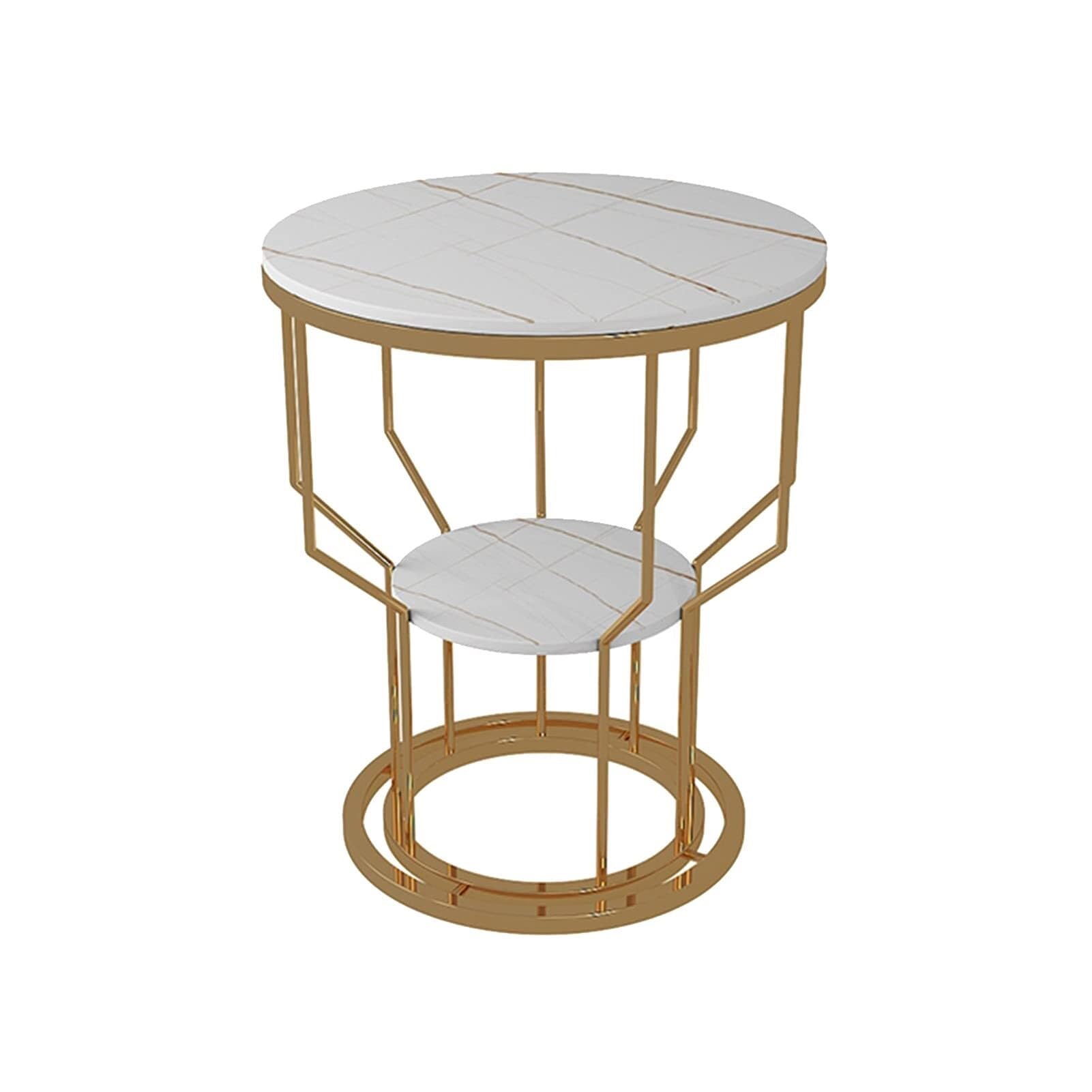 Nordic Marble Round Side Table Stainless Steel Coffee Table Small Sofa Side Cabinet for Living Room Bedroom Caf