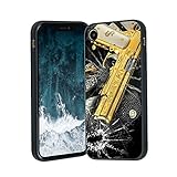 bloomer for iPhone XR Case Men Boys,Military Gold Gun Shoot Cases,Cool Phone Cases with Unique Graphic Shockproof Soft Silicone XR, XR(6.1-inch), Military