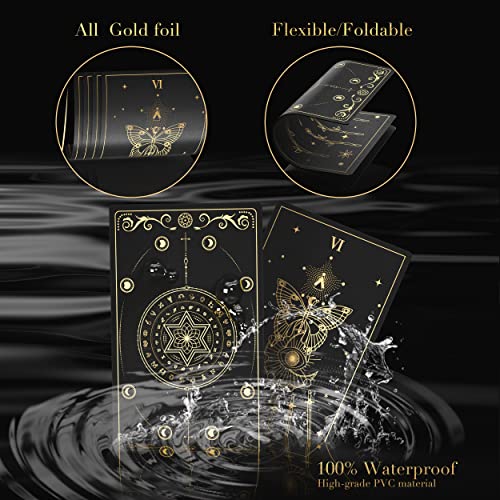 Acelion Original Plastic Tarot Card Set With Guide, Waterproof Tarot Cards，78 Pieces Of Tarot Cards With Gold Foil On The Surface， Fortune-Telling Game, Tarot For Beginners #TOP2