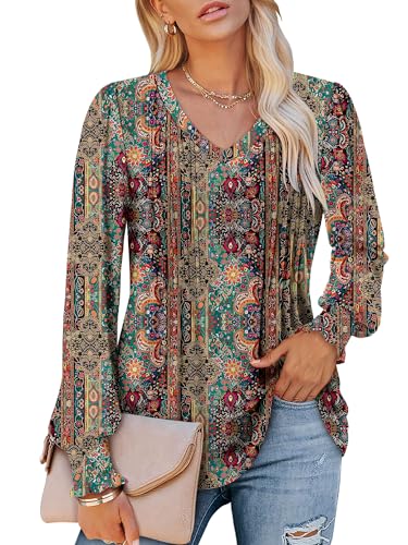ROSELINLIN Womens Long Sleeve Tunic Tops Fall Blouse Shirts