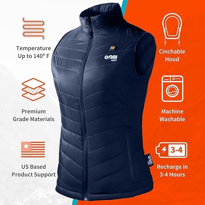 Gobi Heat Dune Women’s Heated Vest - Navy - Medium Fit - Image 4