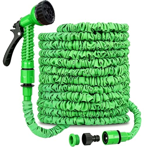 NIUCNIU Garden Hose Pipe 25FT Garden Hoses Expandable with 3/4 1/2 Fittings Expanding Magic Hose with 8 Function Spray Nozzle Anti-Leakage Latex Core Hosepipe (7.5M)