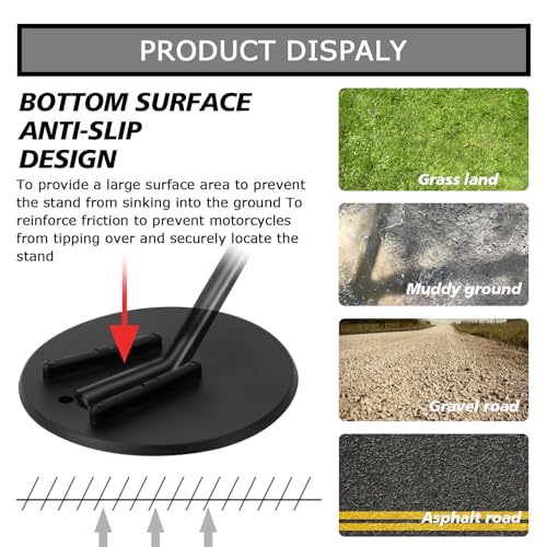 Kickstand Pad Parken Jiffy Stand für Harley Und Die Meisten Motorräder, PSLER Support Kickstand Platte Motorrad Dirt Bike Zubehör Hilft beim Parken Ihres Motorrads Auf Heißem Pflaster Weichem Boden