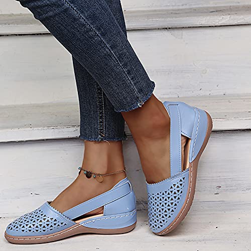 Summer Sandals for Women Orthopedic Loafers Wide Width Ankle Strap Closed Toe Shoes Breathable Hollow Out Slip-On Sandals Comfortable Sandal woth Arch Support3