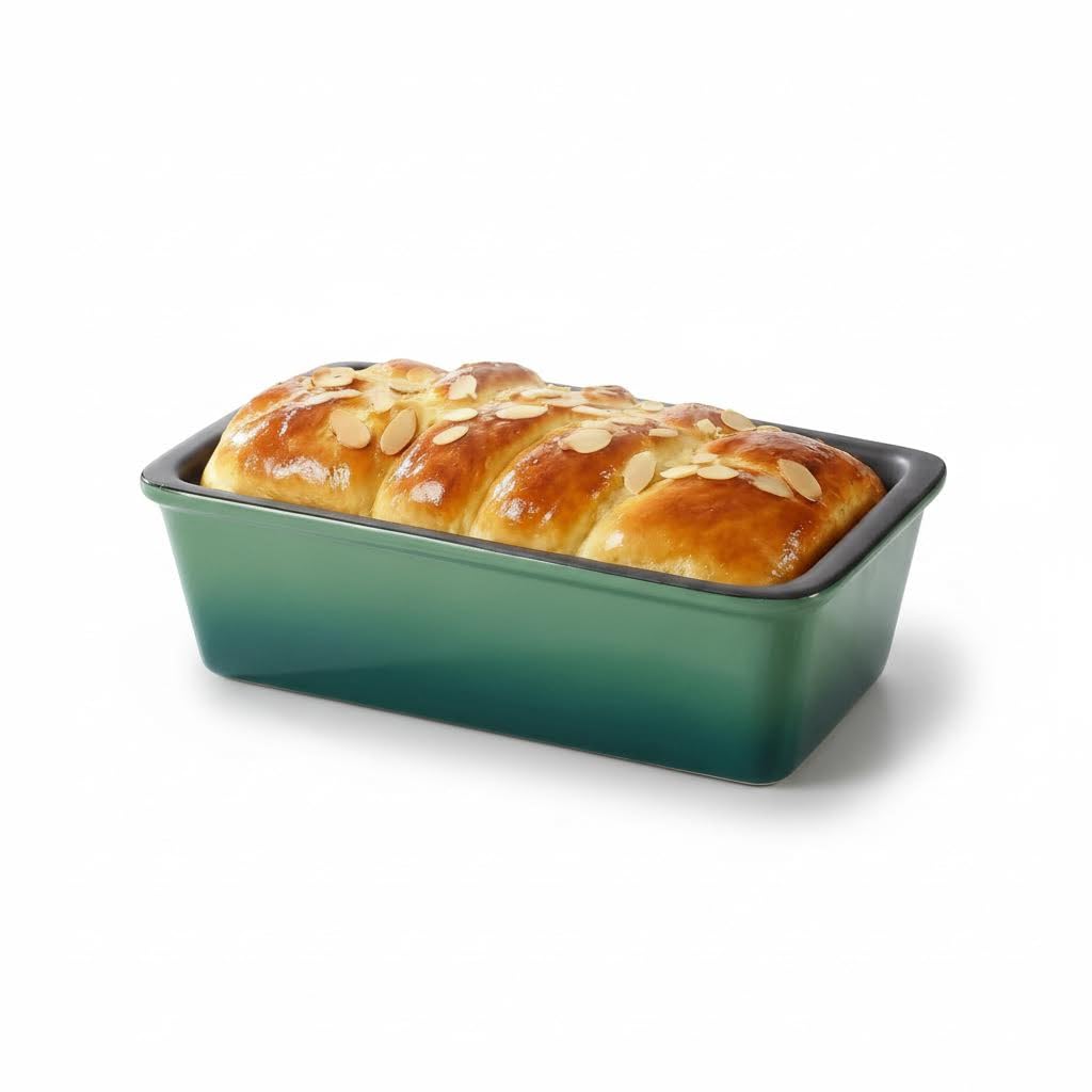 yuyingji Gradient Green Ceramic Bread Loaf Pan for Baking Bread, 10x6 Inch Nonstick Stoneware Loaf Pan, Microwave & Dishwasher Safe Meatloaf Pan, Rectangular Ceramic Baking Pan for Homemade Bread